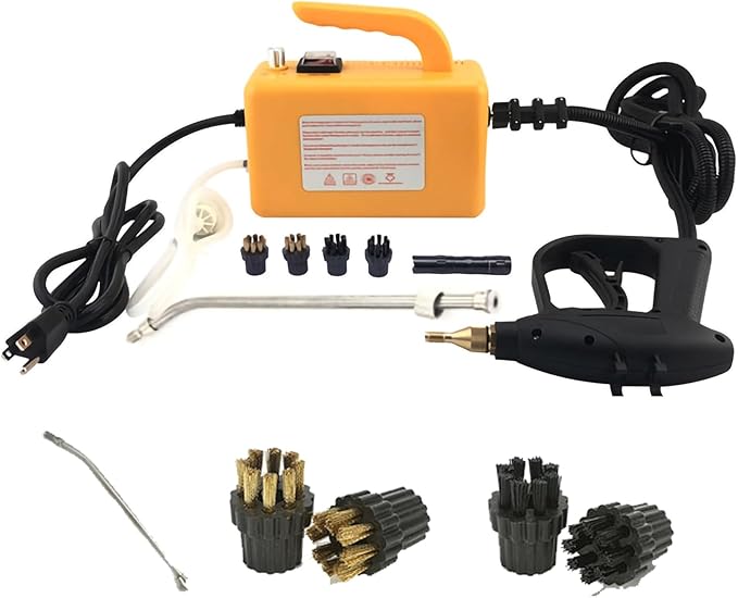 2600W High Pressure Steam Cleaner Portable Handheld Steam Cleaner High Temp Steam Cleaning Machine with Brush Heads &amp Insulation Gloves for Cleaning Upholstery Bathroom Car Detailing (Color :