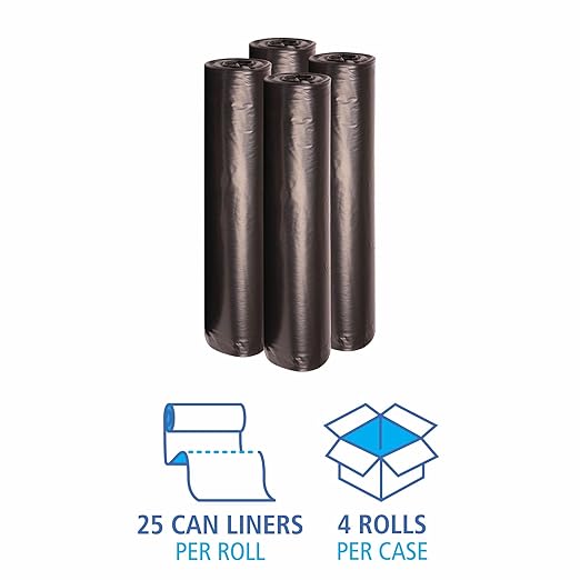 Boardwalk 518 SH-Grade Repro Can Liners 43x47 56gal 1.2mil Black 10 Bags per Roll (Case of 10 Rolls)