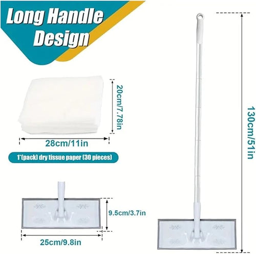 1Set Home Electrostatic Dust Collector Mop Foldable Long Handle with Disposable Vacuum Paper Floor Household Cleaning Tool(1Pack Paper and Mop)