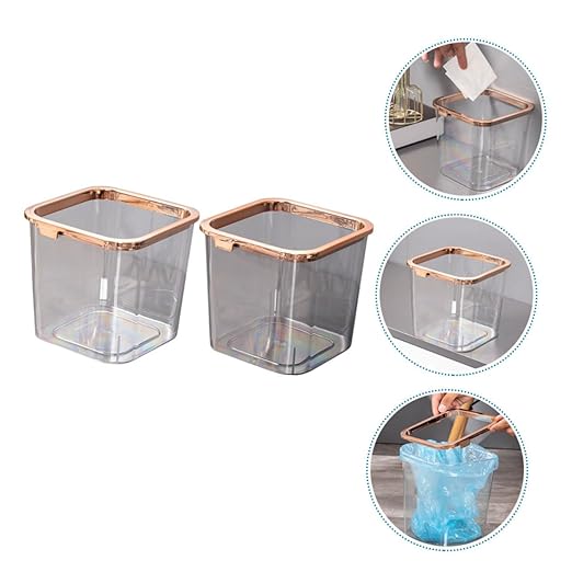 DECHOUS 2pcs Storage Bins Trash Can Pressure Ring Heavy Duty Garbage Bin Wastebasket Kitchen Garbage