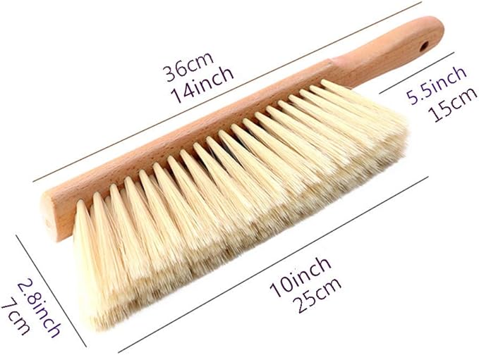 Soft Bristle Hand Brush Wooden Handle for Woodworking Shop Bench Sawdust Removal Non-Scratch 14 Inch Long (2pcs Yellow)