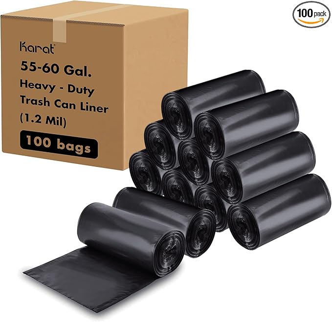 Karat Low Density 55-60 Gallon Trash Can Liner 38 x 58 1.2 Mil - 100/Case
