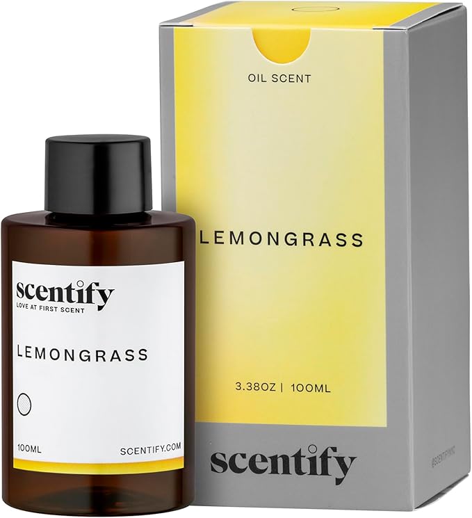 Scentify Lemongrass Aroma Oil Refill Scent for Oil Diffusers - Lemongrass Clove Musk Scents - Luxurious Relaxing Aromatherapy Diffuser Fragrance 100ml 3.38 oz