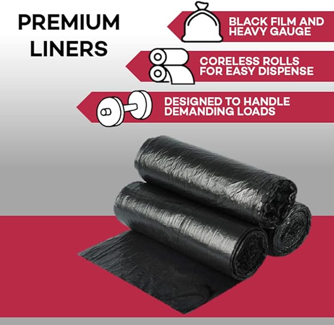 Dealmed Trash Bag | Made in USA | 20-30 Gallon 30 x 36 1 mil Black | 25/Roll 10/Case