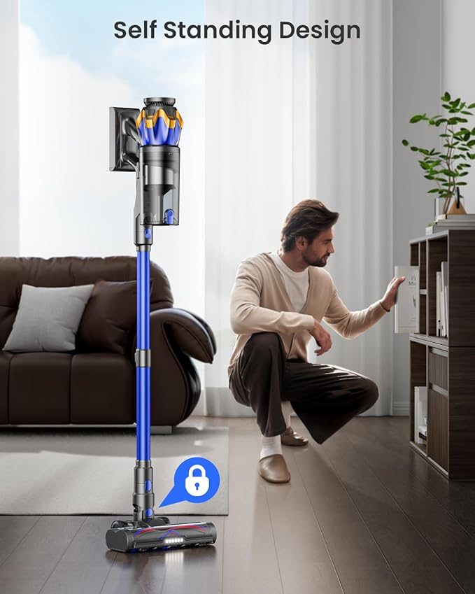 Cordless Vacuum Cleaner Upgraded 650W 55KPA 70Mins Cordless Stick Vacuum Cleaner with Self-Standing and Touch Screen Anti-tangle Wireless Vacumm Vacuum Cleaners for Home/Pet Hair/Carpets/Floors