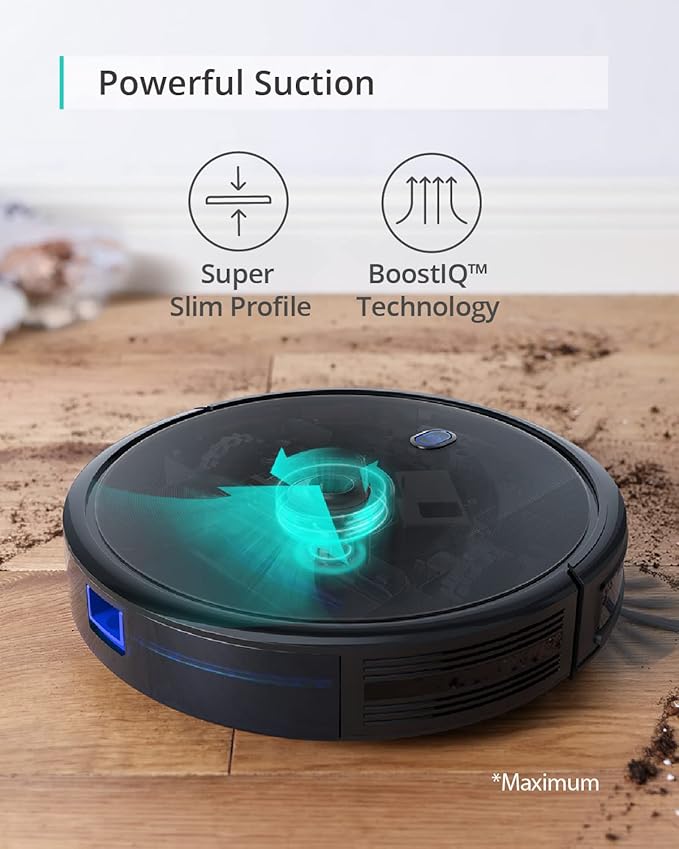 eufy Robot Vacuum 11S MAX Super Thin Powerful Suction Quiet Self-Charging Robotic Vacuum Cleaner Cleans Hard Floors to Medium-Pile Carpets Black