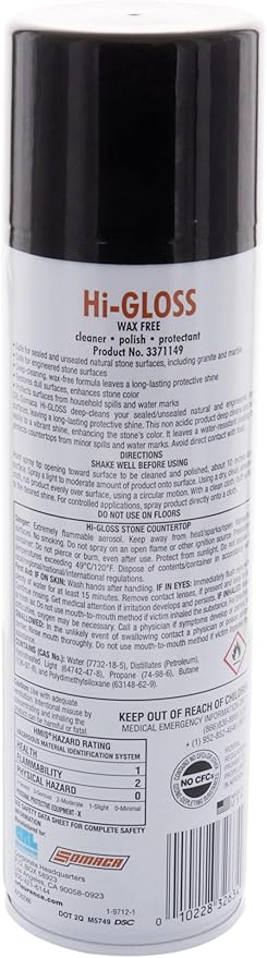 Somaca Hi-Gloss Stone Countertop Cleaner - Pack of 3 Cans
