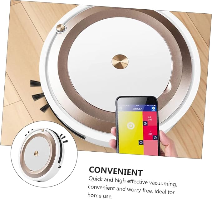PRETYZOOM 1Set Compact Intelligent Floor Sweeper Home Dust Catcher with Mopping Function Silent Operation for Pet Hair and Debris Golden Finish