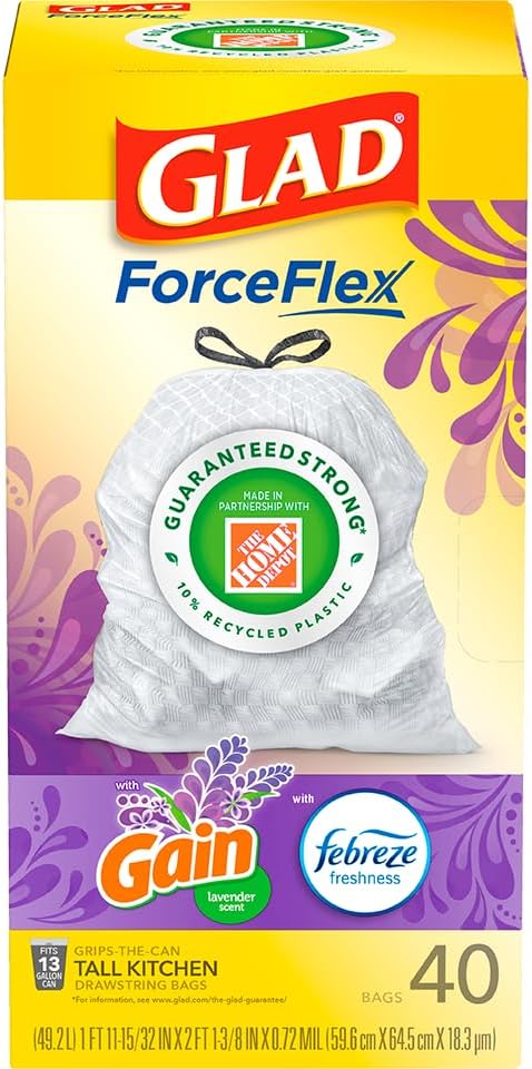 Glad® x Home Depot Gain Lavender Scented ForceFlex Trash Bags