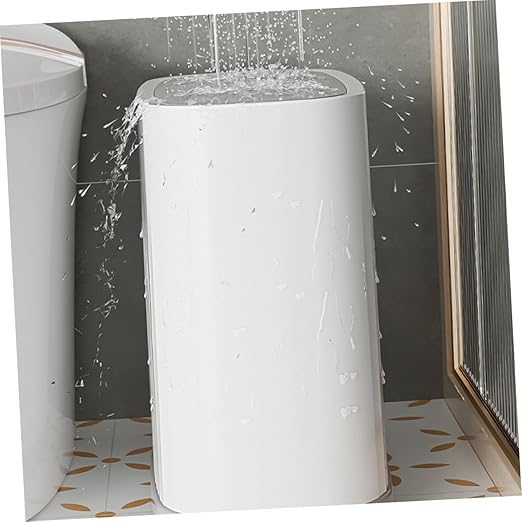 Happyyami Slim Plastic Trash Can Press Lid Small Wastebasket Kitchen Bathroom Garbage Container Bin