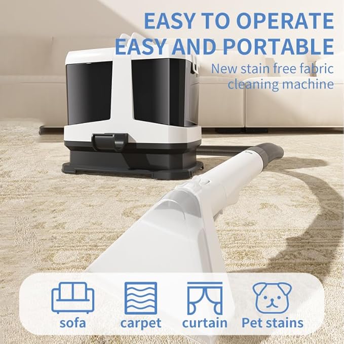 Portable Carpet and Upholstery Spot Cleaner Machine 16Kpa Powerful Suction&ampSelf-Cleaning Suction Dual Brush Handheld Carpet Cleaner Deep Stain Cleaning for Carpet Car Couches Pets Stairs