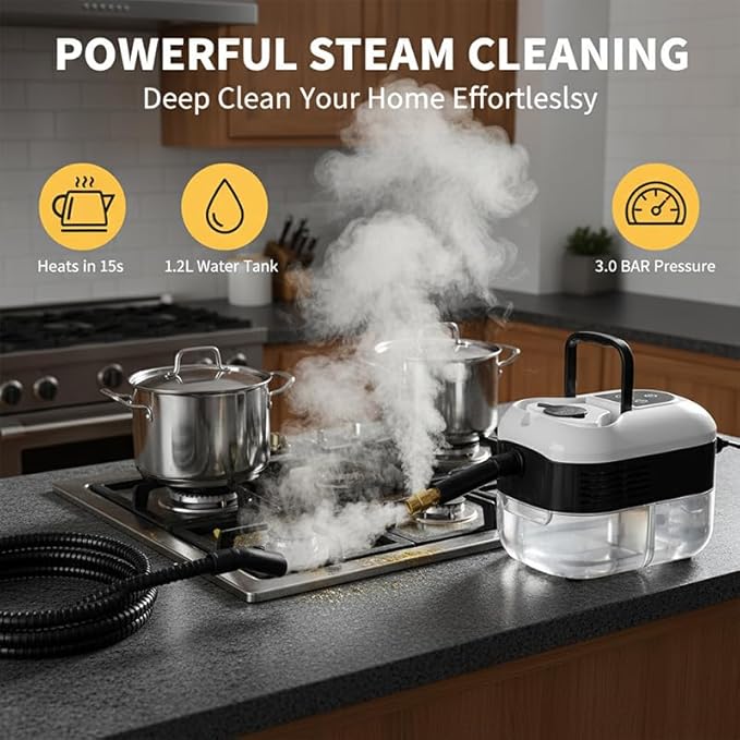 Handheld Steam Cleaner – Cordless Fast 10‑Second Heat Up 6 Adjustable Steam Levels Multi-Surface Cleaning for Kitchen Bathroom Floors Windows Upholstery &amp Car Interior (Red Pro)