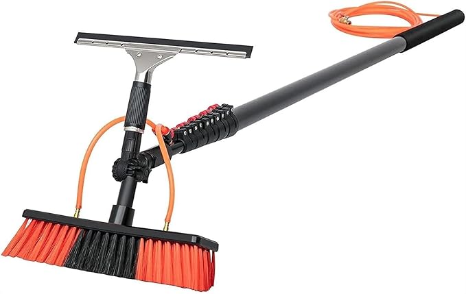 Water Fed Pole Kit Water Fed Brush Water Fed Cleaning System 3-in-1 Aluminum Outdoor Window Cleaner Cleaning Tool for Window Glass Solar Paneltelesrod (9 M/29.5 Ft)