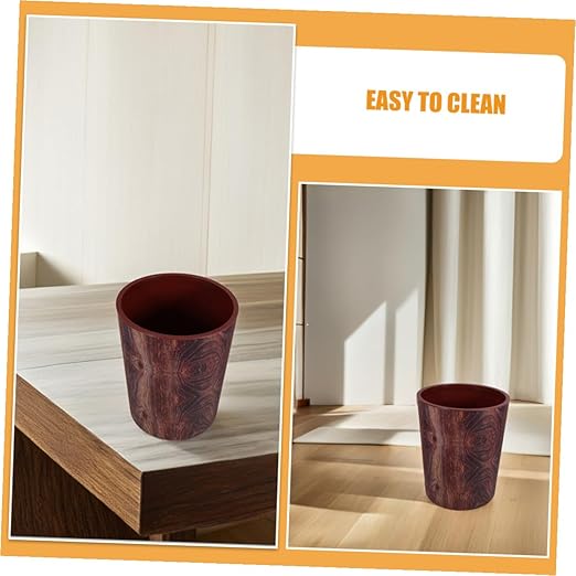BESPORTBLE Rustic Trash Can Large Capacity Plastic Wood Grain Wastebasket for Bathroom Kitchen Office Home Use