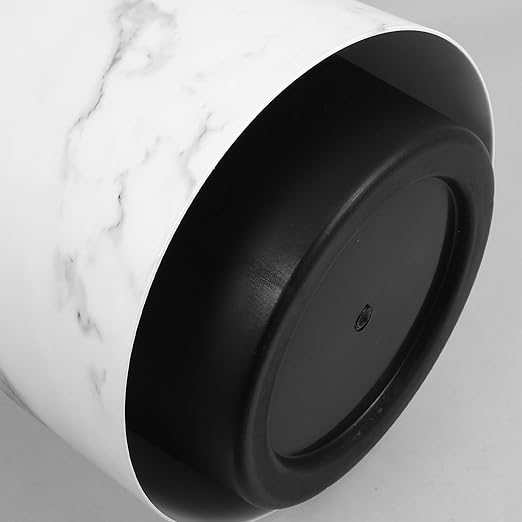 Uonlytech Marble Pattern Trash Can 12L Medium Plastic Wastebasket Open Top Dual-Layer Garbage Bin for Home Office Bathroom Bedroom Use