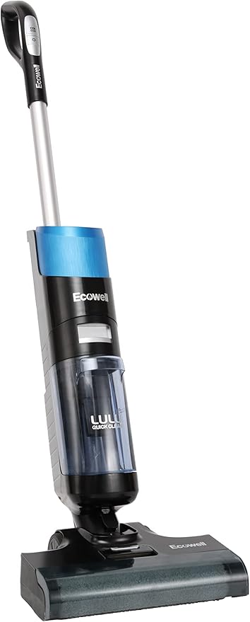 Ecowell Cordless Wet Dry Vacuum Cleaner Multi-Surface Air-Drying Digital Display for Hard Floors LULU Quick Clean P05 Blue