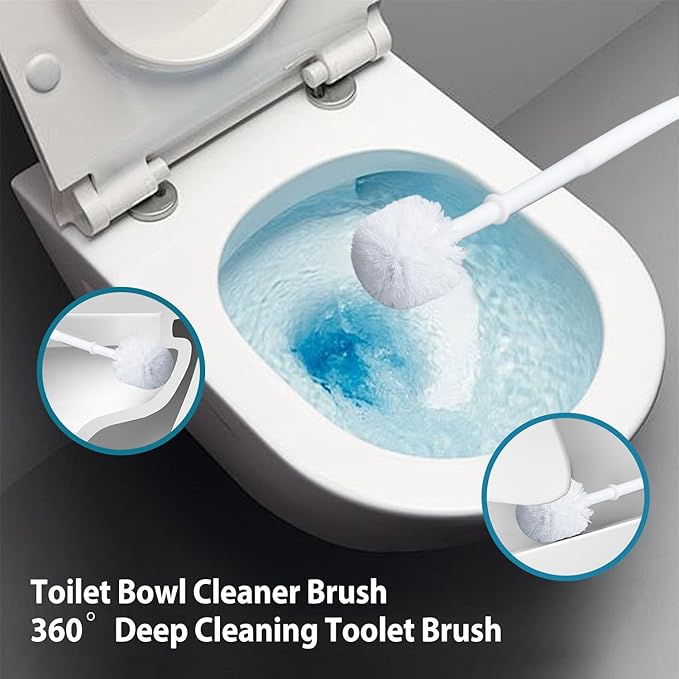 Cute Shar Pei Dog Toilet Brush Holder - White Ceramic Decorative Toilet Brush Set for Bathroom Semi-Open Quick-Dry Design Unique Animal Bathroom Decor Gift for Dog Owners