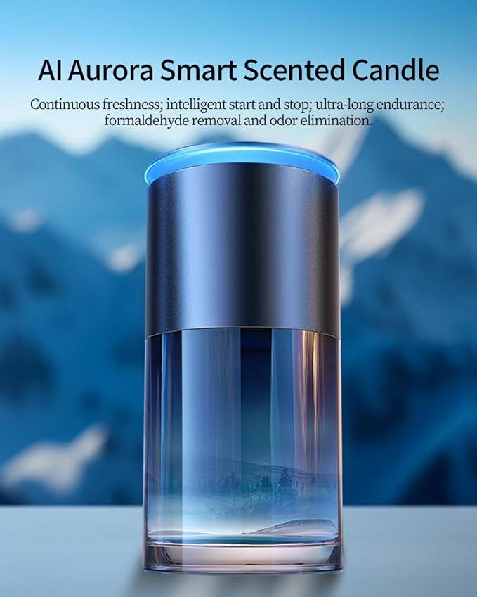 Smart Car Air Freshener New Car Smell Larger 160ml Capacity Long-Lasting 8-Month Fragrance Auto On/Off Quiet Operation Three Colors Stylish Ambient Light Premium Scent for Men (Ocean Fragrance)