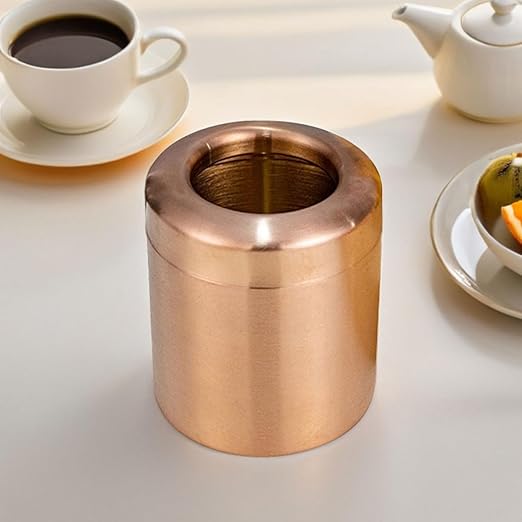 Veemoon Mini Stainless Steel Desktop Trash Can Bronze Countertop Wastebasket for Office Desk and Coffee Table Indoor Rubbish Bin Uncovered Compact Design