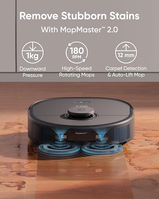 eufy X10 Pro Omni Robot Vacuum and Mop Combo Incredible Suction Dual Mops with 12 mm Auto-Lift and Carpet Detection AI Obstacle Avoidance Auto Mop Washing&ampDrying Self-Emptying Self-Refilling