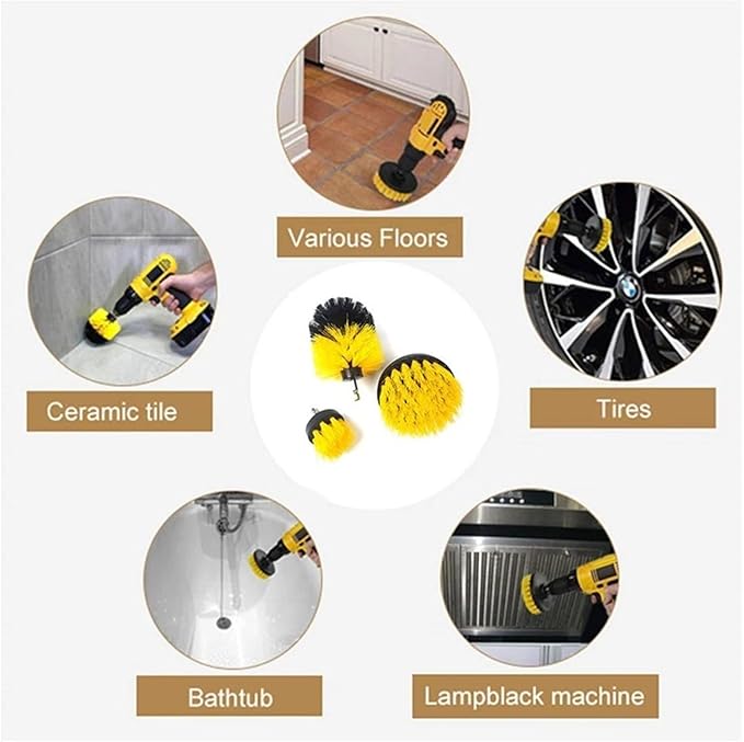 Electric Drillbrush Nylon Round Cleaning Brush Compatible with Bathtub Carpet Glass Tires Toilet Floors Rust Remover Cleaner Kit 22pcs(Red 5pcs)