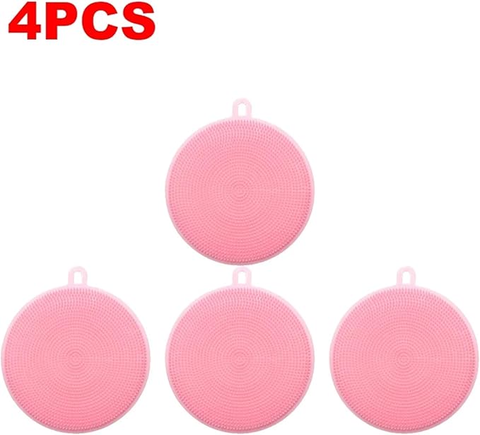10-1PCS Silicone Cleaning Brushes Soft Silicone Scouring Pad Washing Sponge Dish Bowl Pot Cleaner Washing Tool Kitchen Accessori(4 pcs)