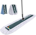 Commercial MopMasthome 42 Heavy Duty Dust Mop with Stainless Steel HandleLarge Industrial Mops for Floor Cleaning with 1 Cotton &amp 1 Microfiber PadWet &amp Dry Large Mops for HomeGarageSchoo