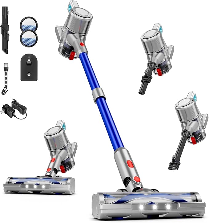 Cordless Vacuum Cleaner Powerful Stick Vacuum with 45min Runtime Anti-Tangle Vacuum Cleaners for Home 1.5L Dust Cup Rechargeable Lightweight Vacuum for Hardwood Floor Carpet Pet Hair B07