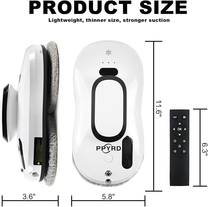 Window Cleaning Robot Vacuum with Ultrasonic Water Spray and Remote Control for Indoor Outdoor High Windows Glass Tiles
