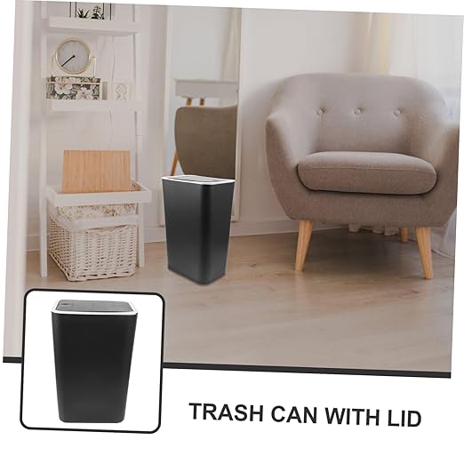 Bathroom Trash Can with Lid Press Top Garbage Can for Bedroom Kitchen and Office Lightweight Wastebasket with Design and Stylish Waste Container