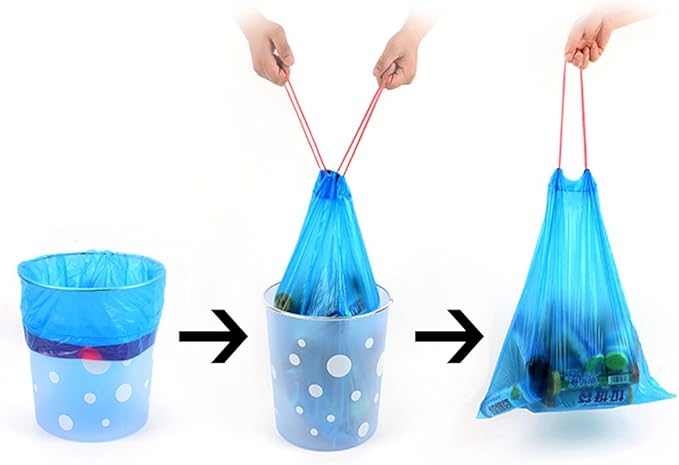 Fiaze Drawstring Trash Bags 6 Gallon 200 Counts (Blue)