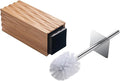 GOBAM Bamboo Toilet Bowl Cleaner with Holder for All Toilet Types Hidden Stainless Steel Toilet Brush Bathroom Cleaning Brushes Toilet Accessories - Natural with Pattern