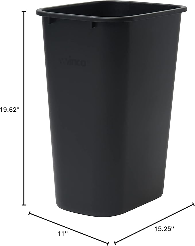 Winco Waste Basket for Home and Office 10 Gallon Black