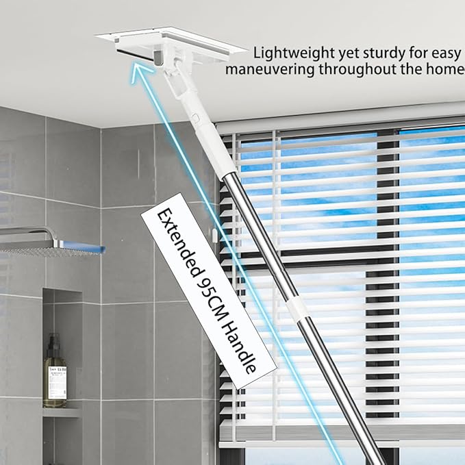 No Wash Mop 360 Clip Mop No Dirty Hand Retractable Disposable Dust Mops Lazy Mops with Locking Head &amp Sweeping Cloths Disposable Dust Mopss with 4 Reusable Cloths (Scalable)
