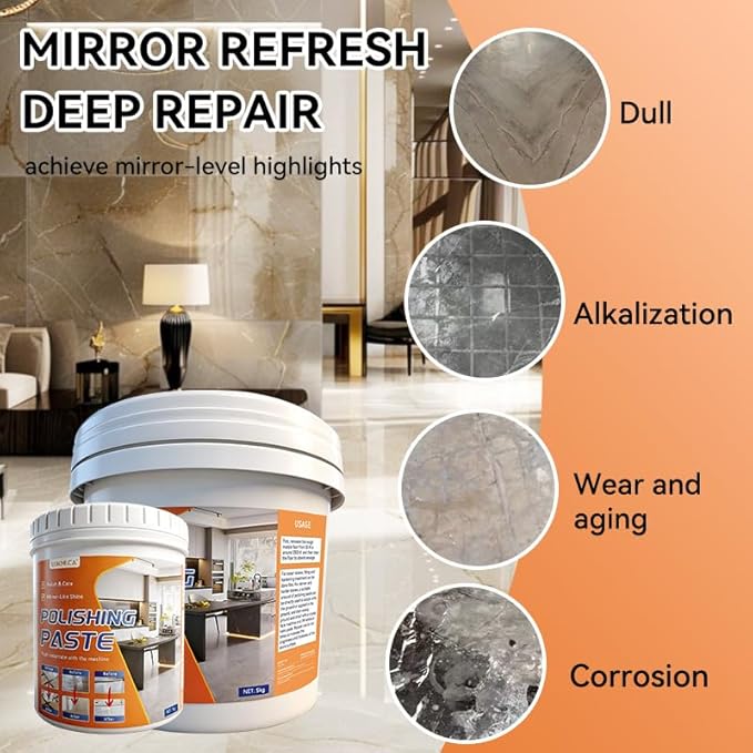 Professional Nature Stone Polishing Kit with Paste | Sealer &amp Protectant for Marble Granite Quartz Countertops Floors &amp Walls - Must Be Used with Polishing Machine (5kg)