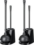 Qaestfy Toilet Plunger and Brush Set for Bathroom Cleaning 2-in-1 Long Handle Toilet Bowl Brush with Stiff Bristles &amp Powerful Plunger Space-Saving Holder (Pack of 2)