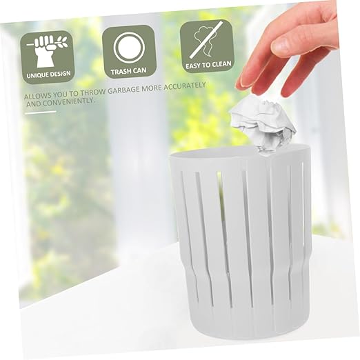 TEHAUX Small Wastebasket Bathroom Trash Can Thickened Nordic Style Open Top Garbage Bin for Home Office Bedroom Compact and Sturdy Paper Basket in White