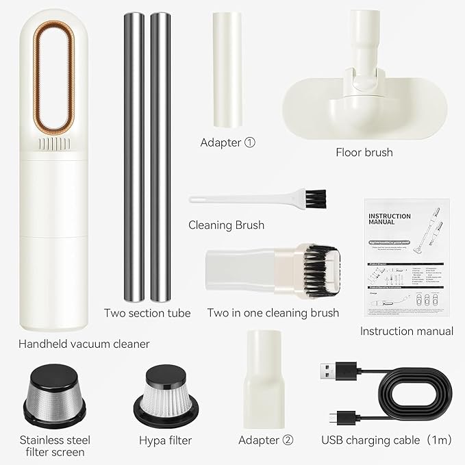 Handheld Vacuum Cleaner 2-in-1 Mini Cordless Vacuum Cleaner USB Rechargeable Car Vacuum Portable Quickly Dust Removal for Hardwood Floor Carpets Pet Hair Car Office &amp Home Cleaning