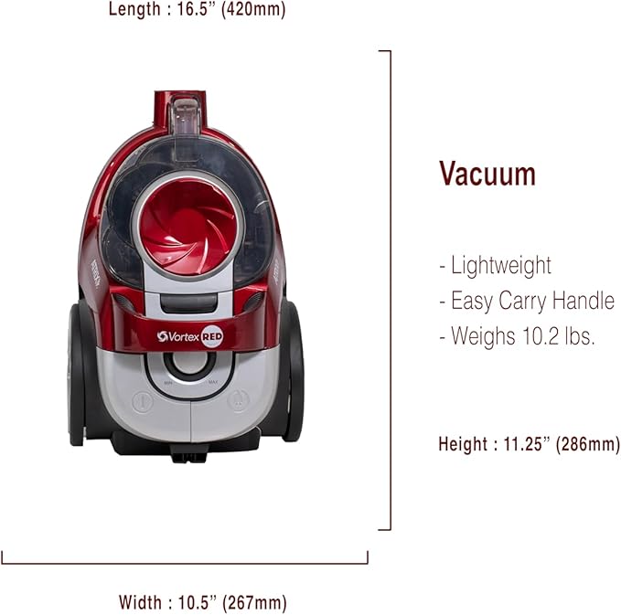 Atrix Vortex Red Bagless HEPA Canister Vacuum