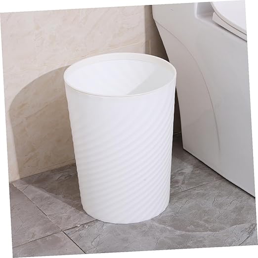 Cabilock White Plastic Trash Can Wastebasket with Large Opening for Bathroom Bedroom Office Kitchen Smooth Interior Easy to Clean Compact No Lid Garbage Bin for Home and Public Spaces