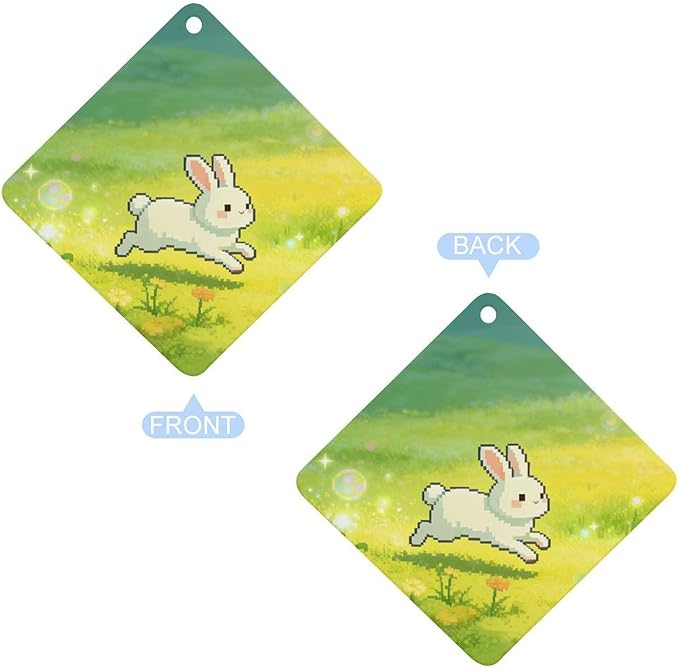 5PCS Car Air Freshener Hanging Personalized Double Sided White Rabbit flowers Car Fresheners Long Lasting New Cars Scents Cute Automotive Freshies for Closets Drawers (tea)