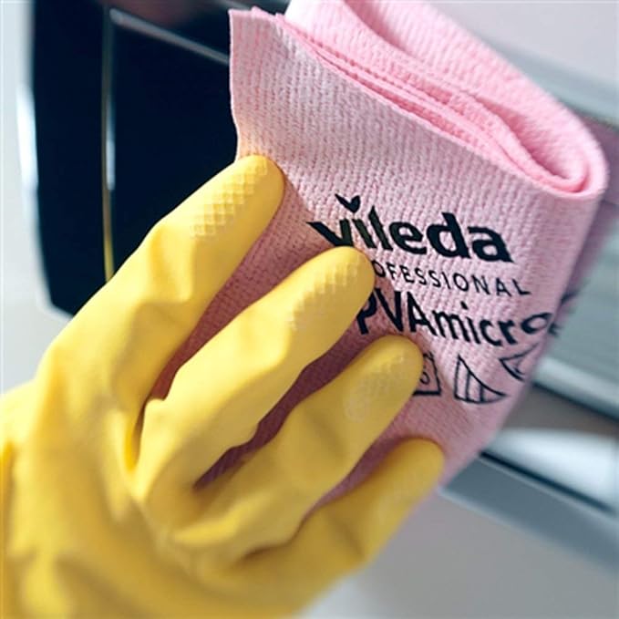 Vileda Professional | PVA Microfiber Cloth Red | All Purpose Cleaning Shammy | Synthetic Chamois Towel | Smooth &amp Absorbent Materials | 5 Pack
