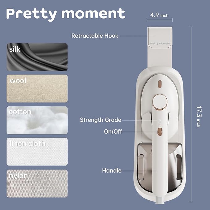 Steamer for Clothes 1500W Large Soleplate Clothes Steamer Iron Detachable 400ml Water Tank Garment Steamer Professional Steam Iron 20s Rapid Heat Up Fabric Wrinkles Remover and Auto-Off