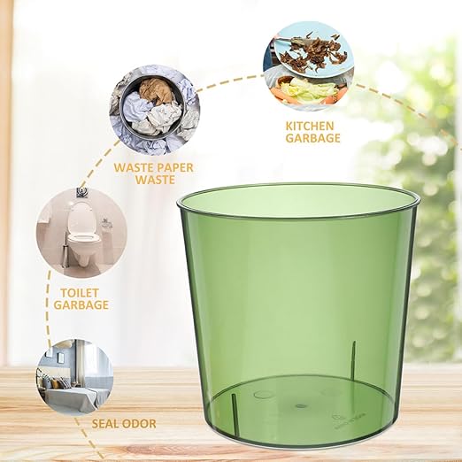 2pcs Medium Garbage Bin Trash Can for Office and Home Green and Orange Bathroom Wastebasket with Large Capacity for Kitchen and Bedroom Use