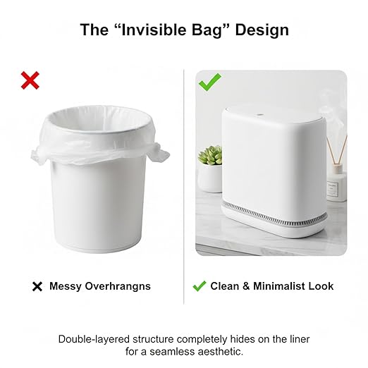 MOPALL Dog Proof Trash Can with Lid 3.3 Gallon Slim Bathroom Garbage Bin with Inner Bucket Fits Standard 4 Gallon Bags Odor Sealing Diaper Pail for Nursery Modern White Waste Basket 6.9 Wide
