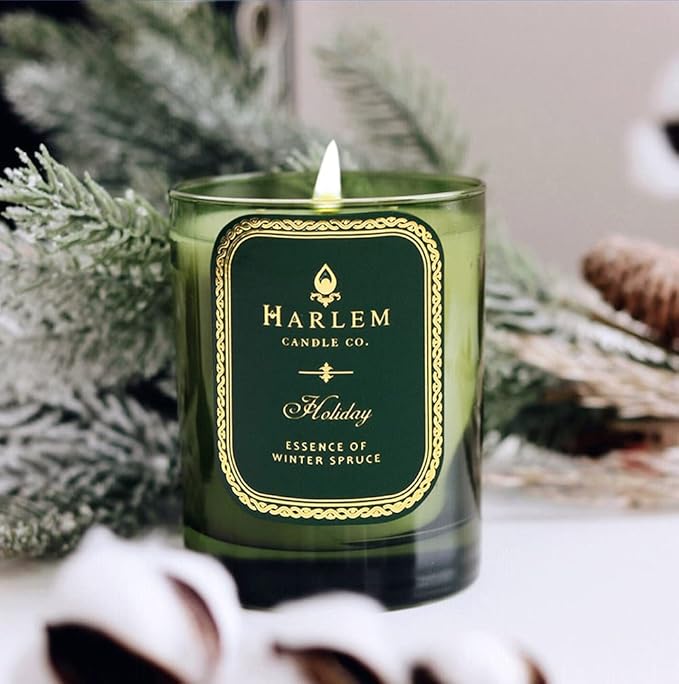 Harlem Candle Co. Holiday Luxury Candle 11 oz Glass Jar Double Wick Soy Wax Gift Box Wild Berry Rose Absinthe Angelica Strawberry Musk and Birchwood 80 Hour Burn