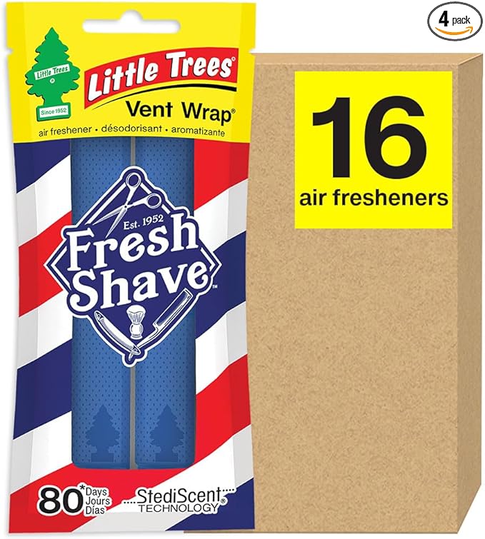 LITTLE TREES Car Air Freshener | Vent Wrap Provides Long Lasting Scent Invisibly Fresh | Fresh Shave 16 Air Fresheners
