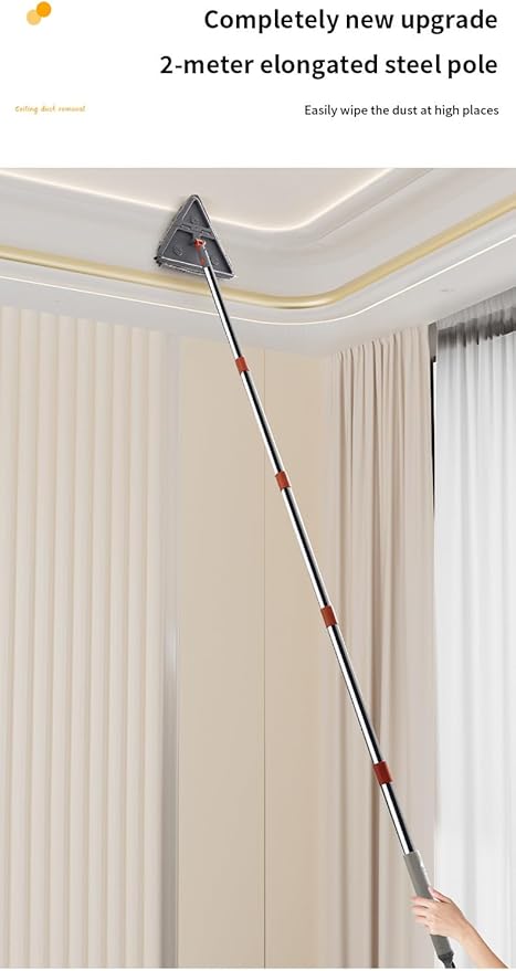 Wall Cleaner Mop with Long 81 HandleBaseboard Cleaner Tool with Handle180° Folding Ceiling Tool Duster with Squeegee360 Rotatable Wall Mop (Triangular mop Set)
