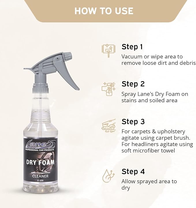 LANE'S Carpet Cleaner Spray- Carpet Cleaner Foam Removes Odor Fights Tough Dirt and Stains Professional Grade Cleaning Spray E-209-16 ounces