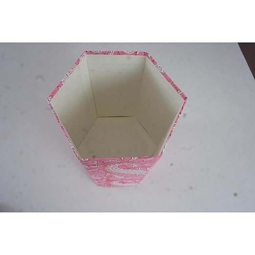 Floral Hand Block Printed 3.3 Gallon Decorative Waste Basket – Eco-Friendly Cardboard Trash Can Plastic-Free &amp Sustainable Perfect for Christmas and Housewarming Gifts (1 Pink MUKAT)
